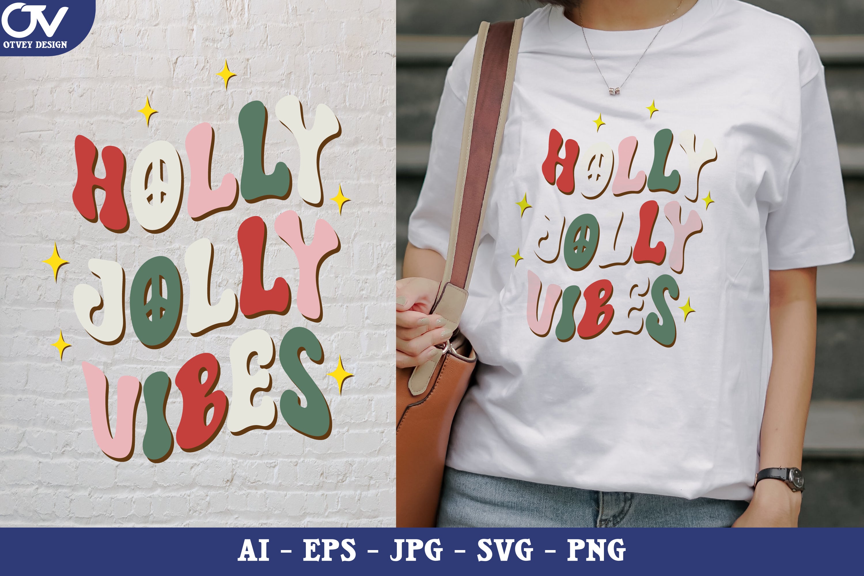 Groovy Holly Jolly Vibes SVG Bundle - CraftNest - Digital Crafting and Art