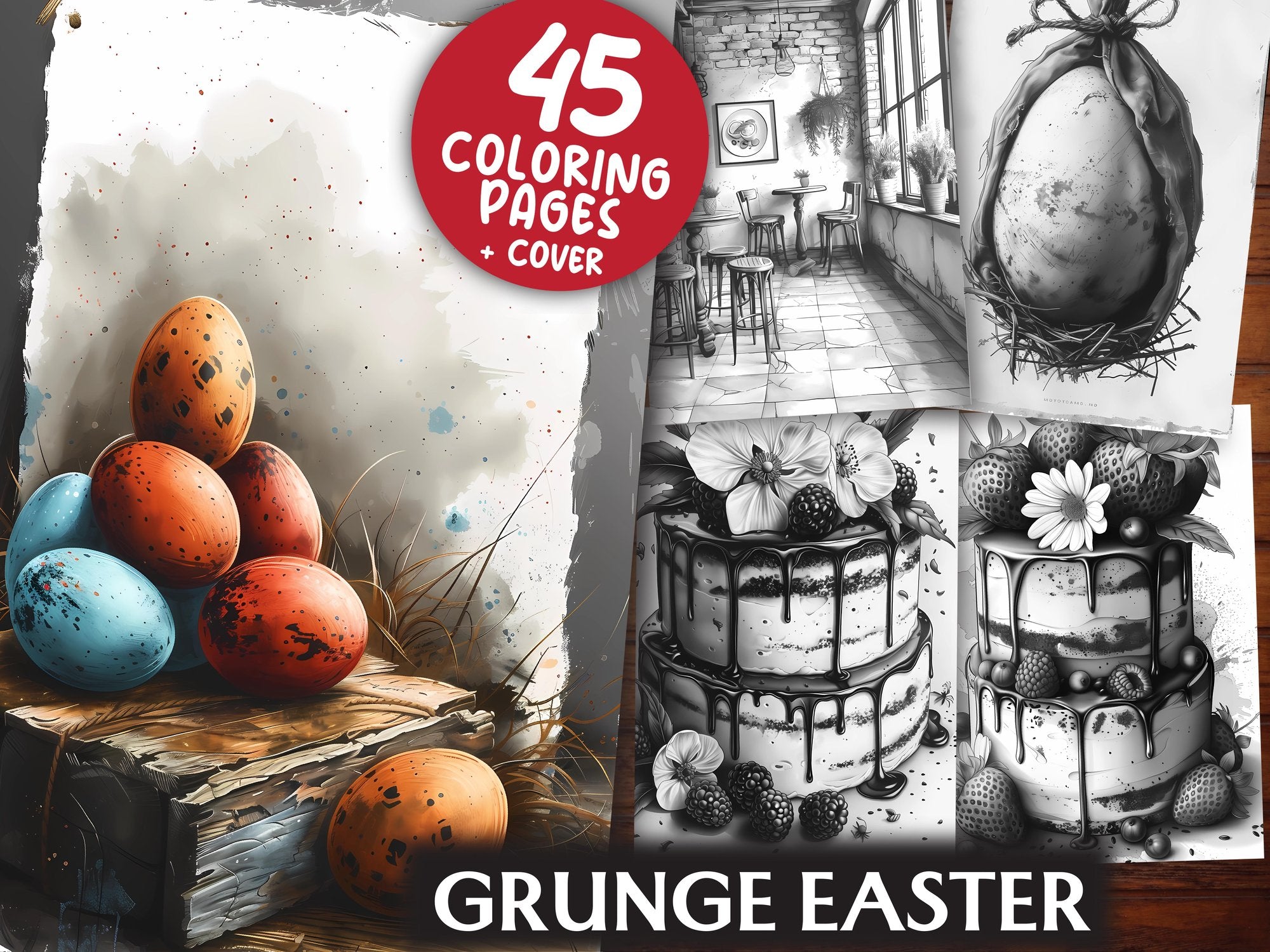 Grunge Easter Coloring Books - CraftNest