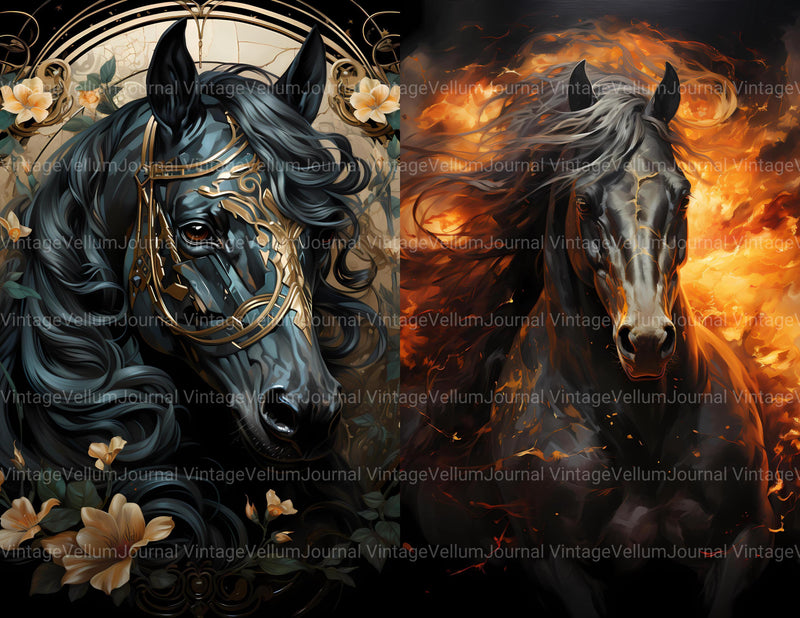 Dark Fantasy Horse Junk Journal Pages - CraftNest