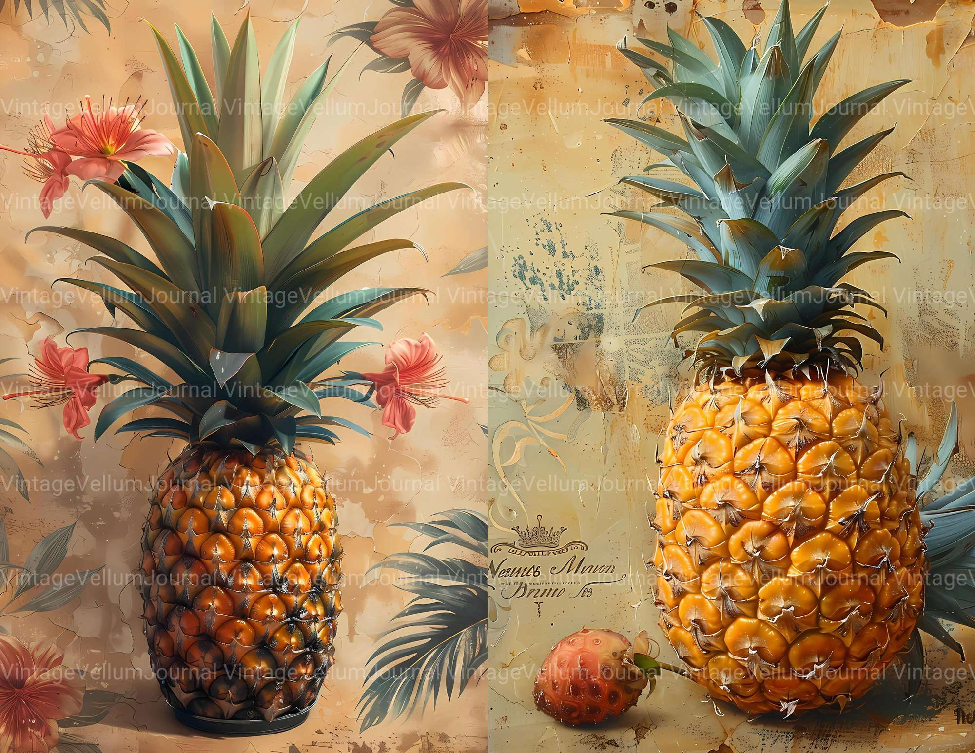 Pineapple Junk Journal Pages - CraftNest - Digital Crafting and Art