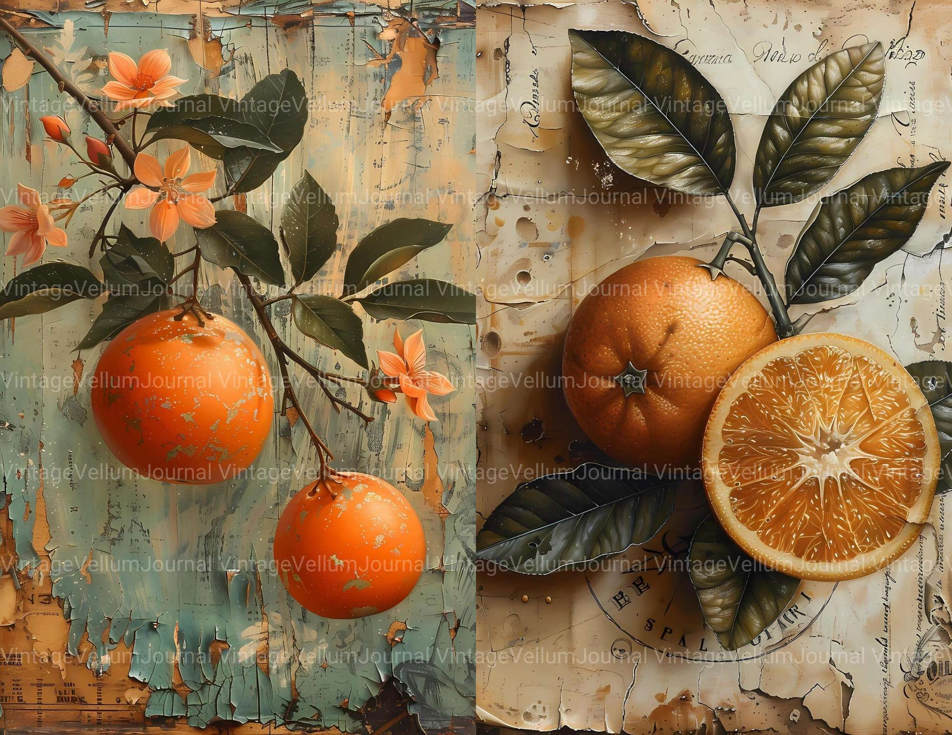 Orange Junk Journal Pages - CraftNest - Digital Crafting and Art