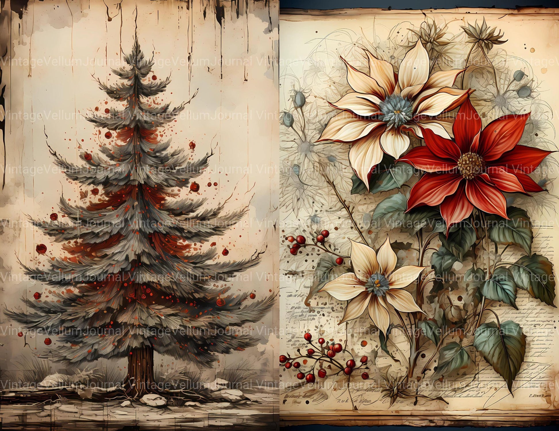 Rustic Christmas Junk Journal Pages - CraftNest