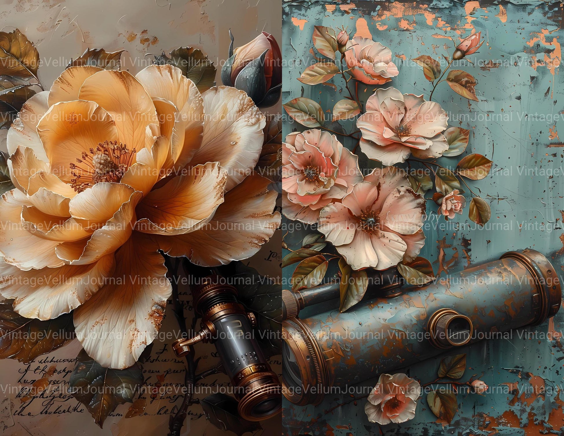 Steampunk Flowers Junk Journal Pages - CraftNest