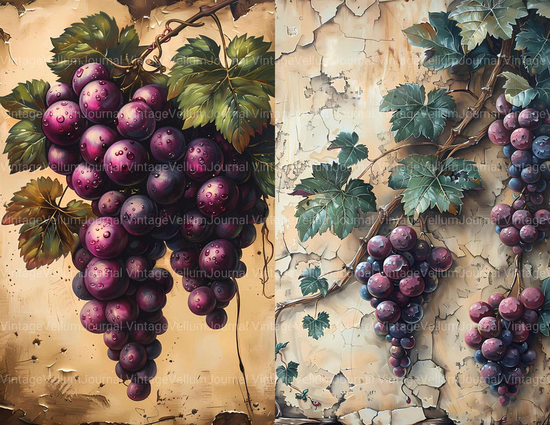 Vineyard Grapes Junk Journal Pages - CraftNest - Digital Crafting and Art