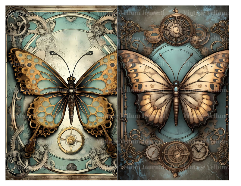 Steampunk Butterfly Junk Journal Pages - CraftNest