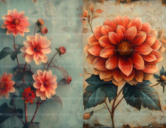 Dahlias Flowers Junk Journal Pages - CraftNest