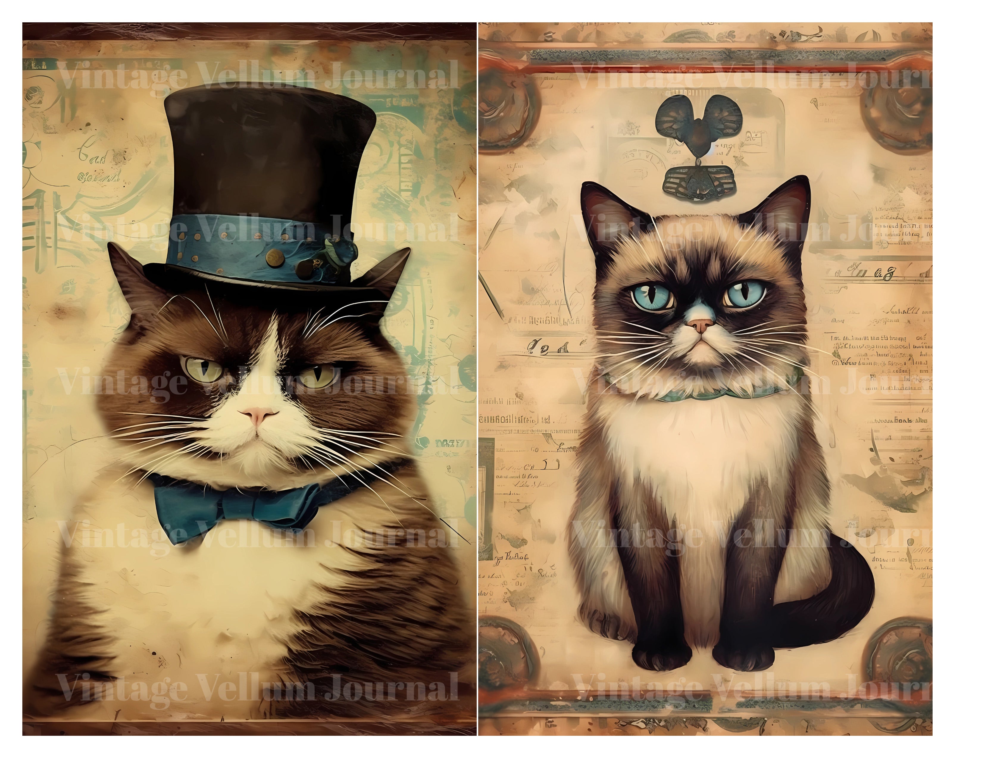 Grumpy Cats Junk Journal Pages - CraftNest