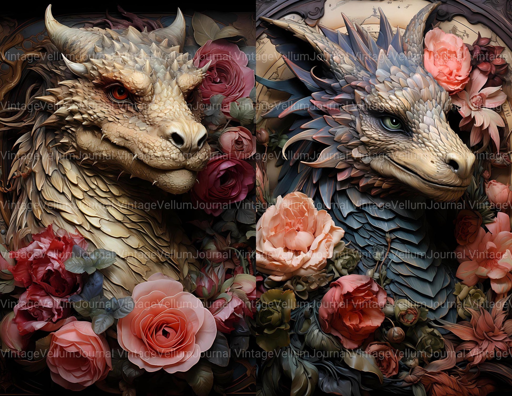 Dragon Valentine's Day Junk Journal Pages - CraftNest