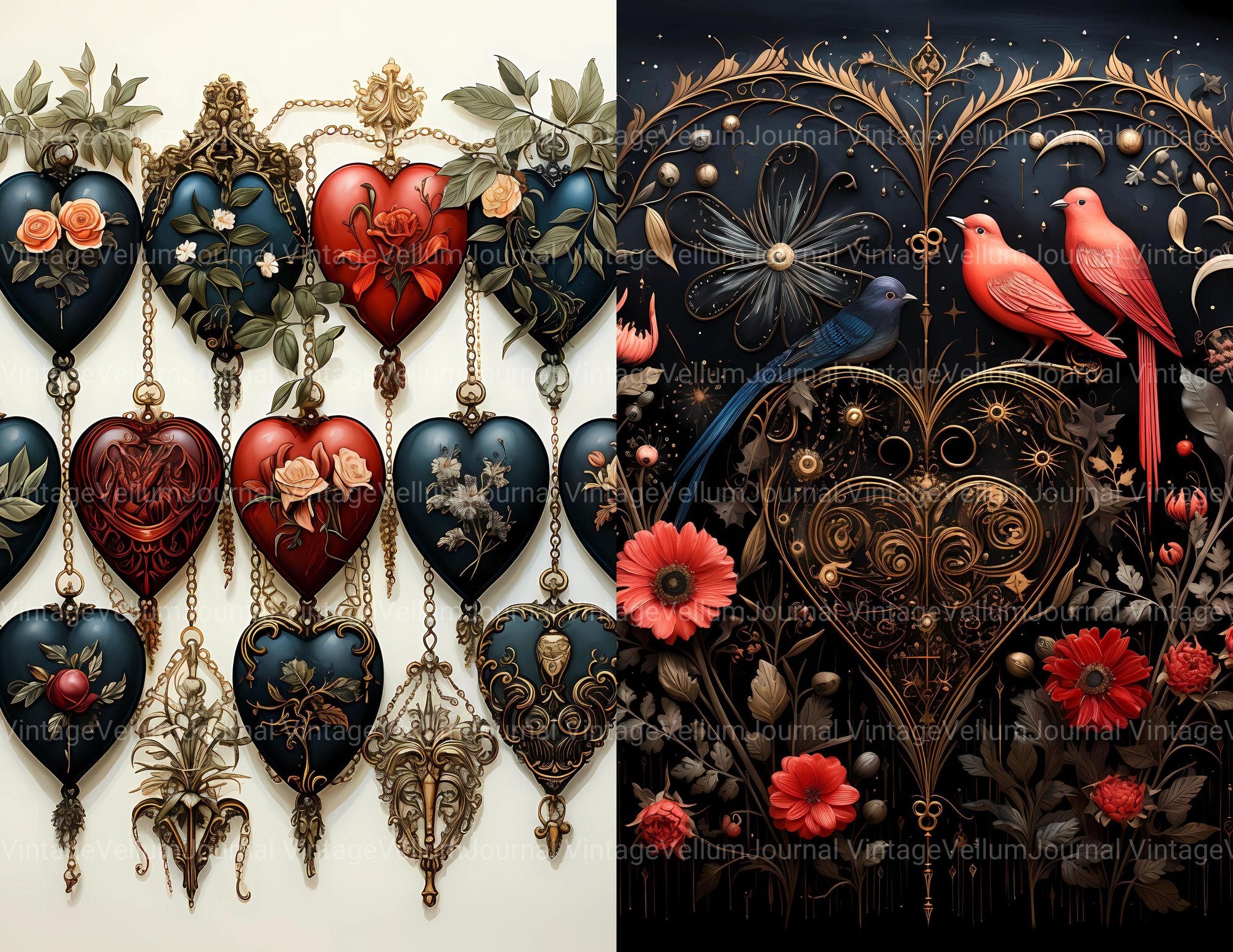 Gothic Valentine's Day Junk Journal Pages - CraftNest