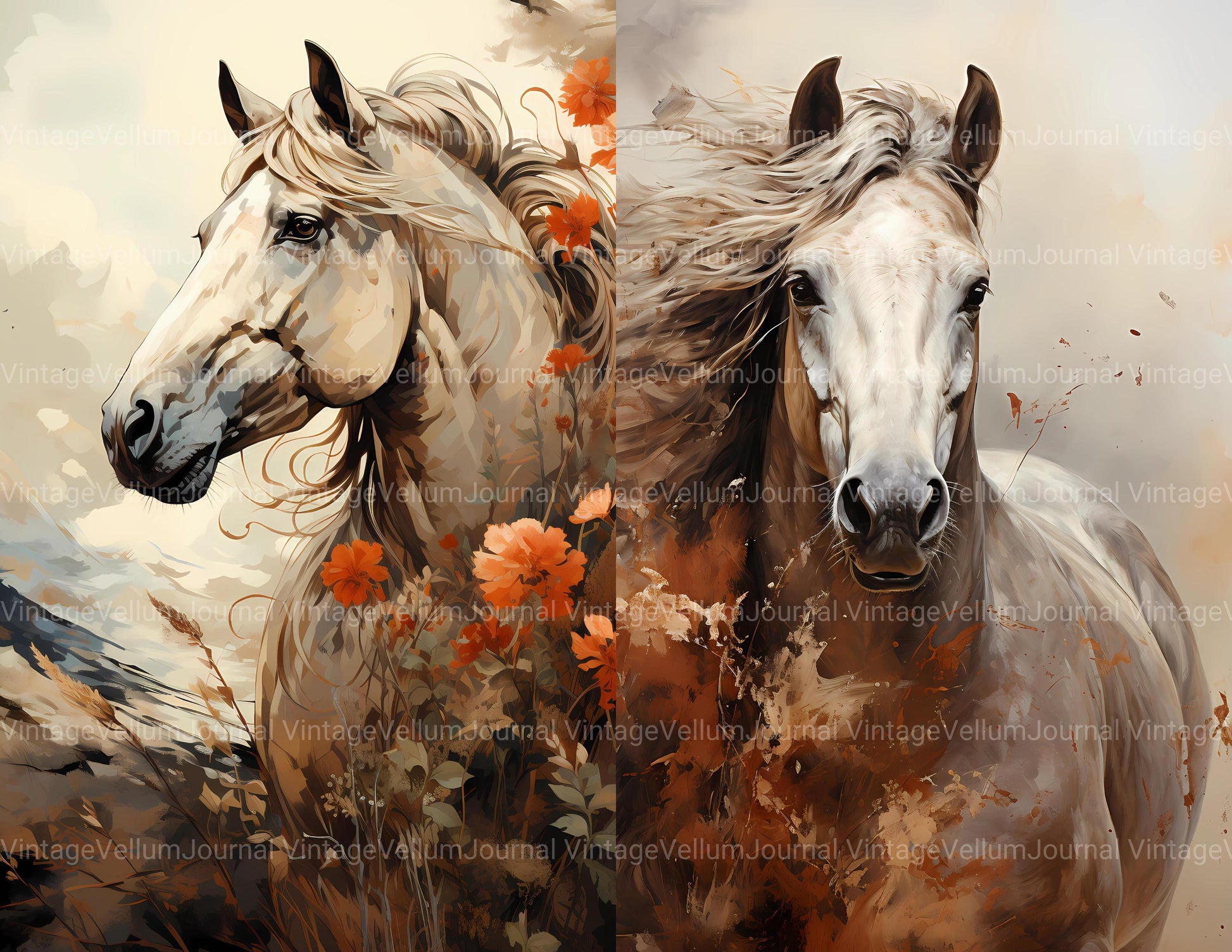 Horses In Nature Junk Journal Pages - CraftNest