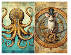 Steampunk Animals Junk Journal Pages - CraftNest