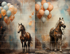 Horses With Balloons Junk Journal Pages - CraftNest