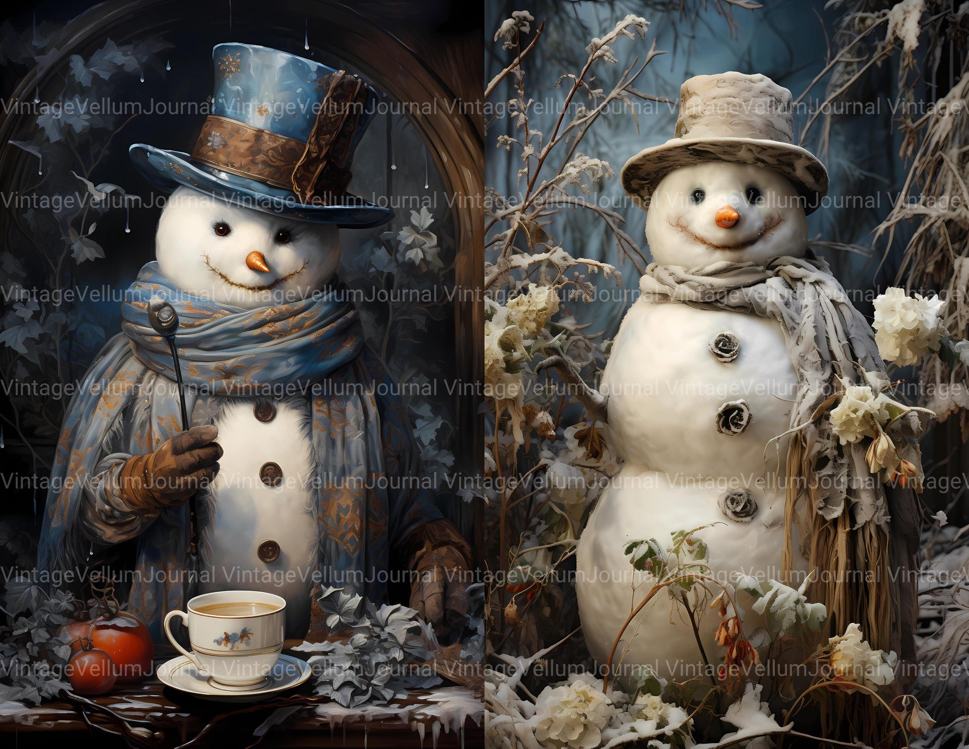 Snowman Wonderland Junk Journal Pages - CraftNest