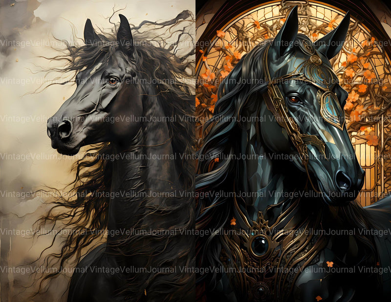 Dark Fantasy Horse Junk Journal Pages - CraftNest