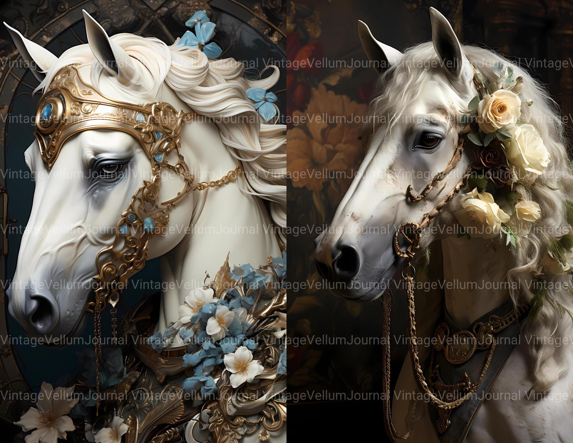 Horses Dressed Up Junk Journal Pages - CraftNest