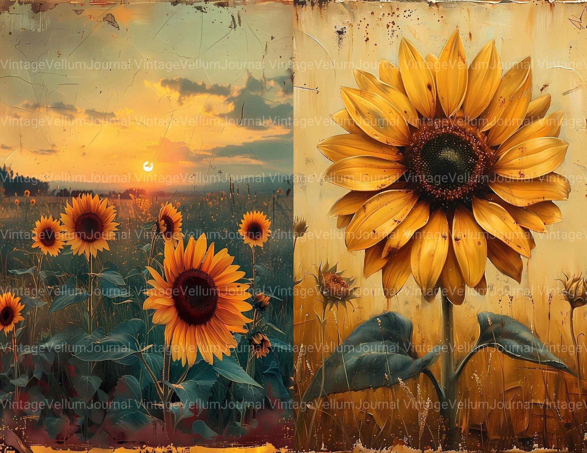 Sunflower Summer Junk Journal Pages - CraftNest - Digital Crafting and Art