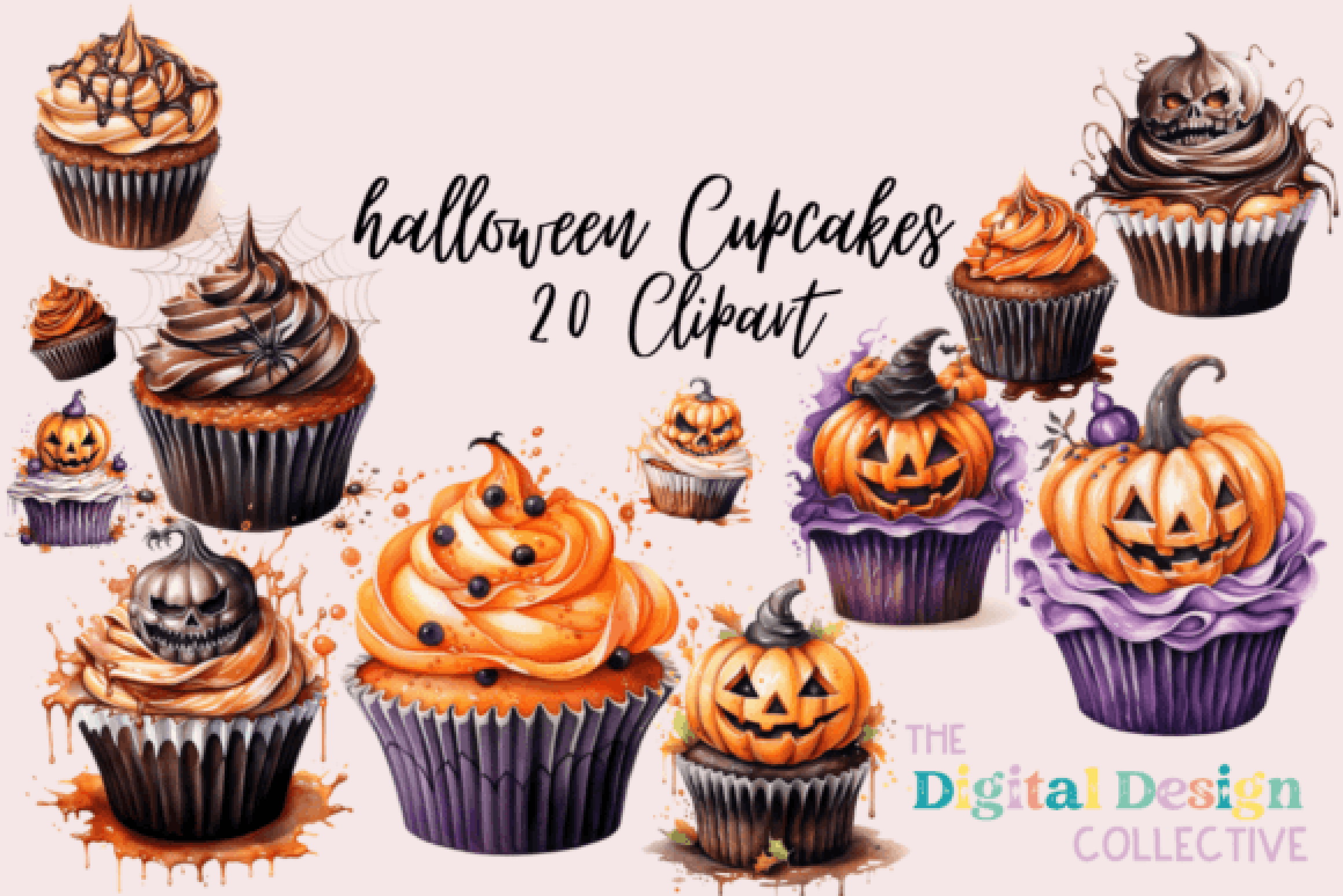 Halloween Cupcakes Clipart Bundle