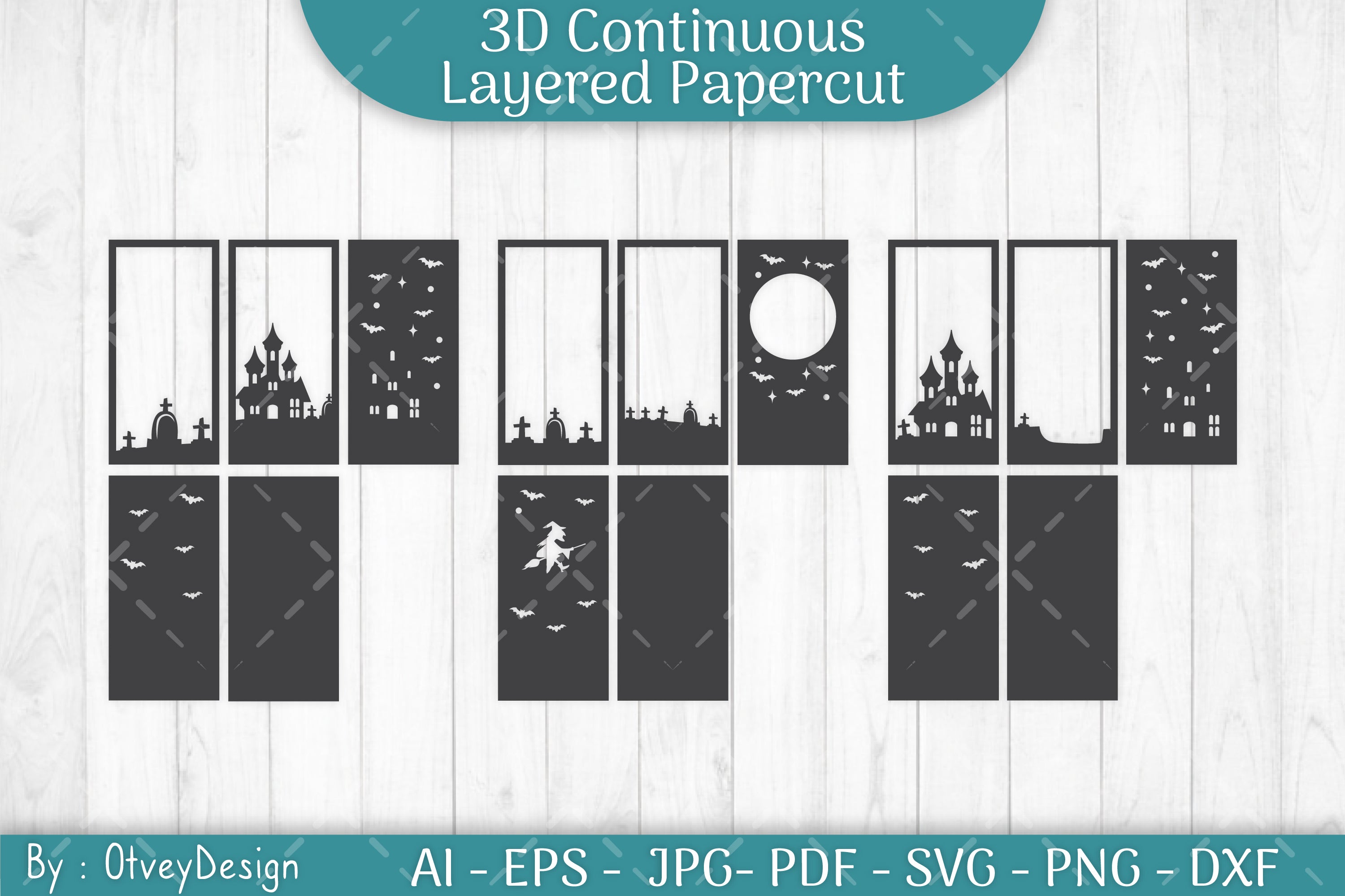Halloween Scene Continuous Layered Papercut SVG Bundle