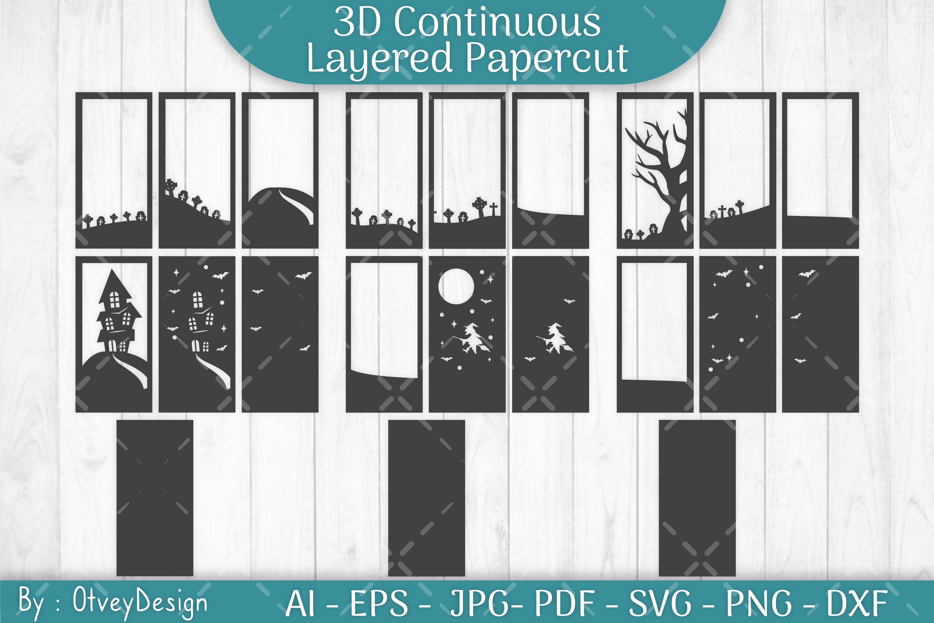 Halloween Scene Layered Papercut SVG Bundle