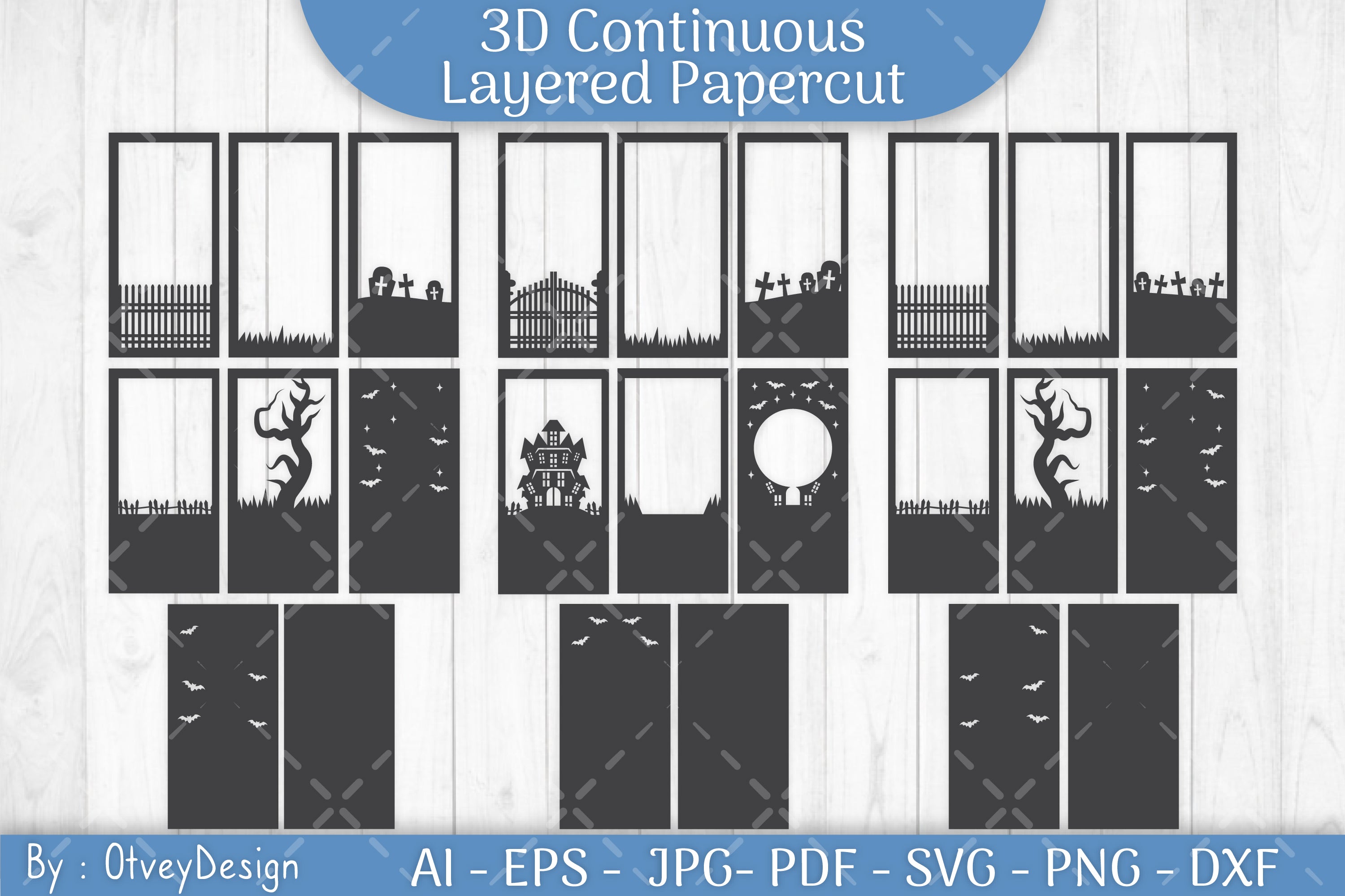 Halloween Scene Layered Papercut SVG Bundle