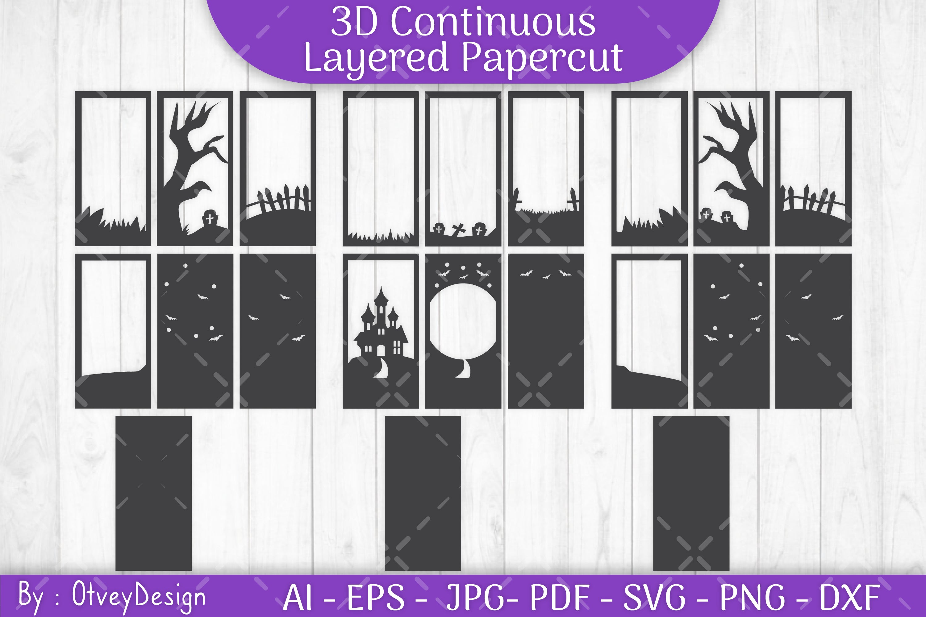 Halloween Scene Layered Papercut SVG Bundle