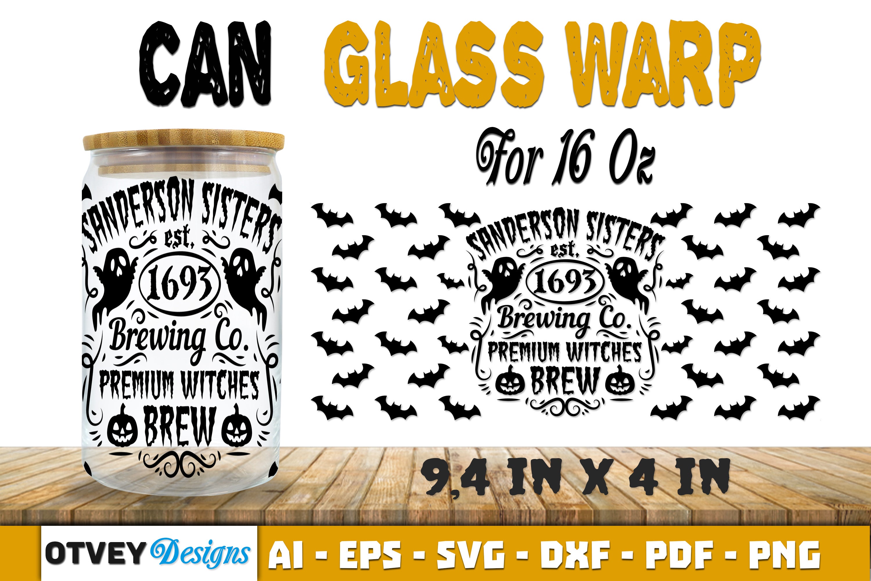 Halloween 16 oz Can Glass Wrap SVG Bundle99 - CraftNest - Digital Crafting and Art