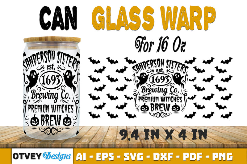 Halloween 16 oz Can Glass Wrap SVG Bundle99 - CraftNest - Digital Crafting and Art