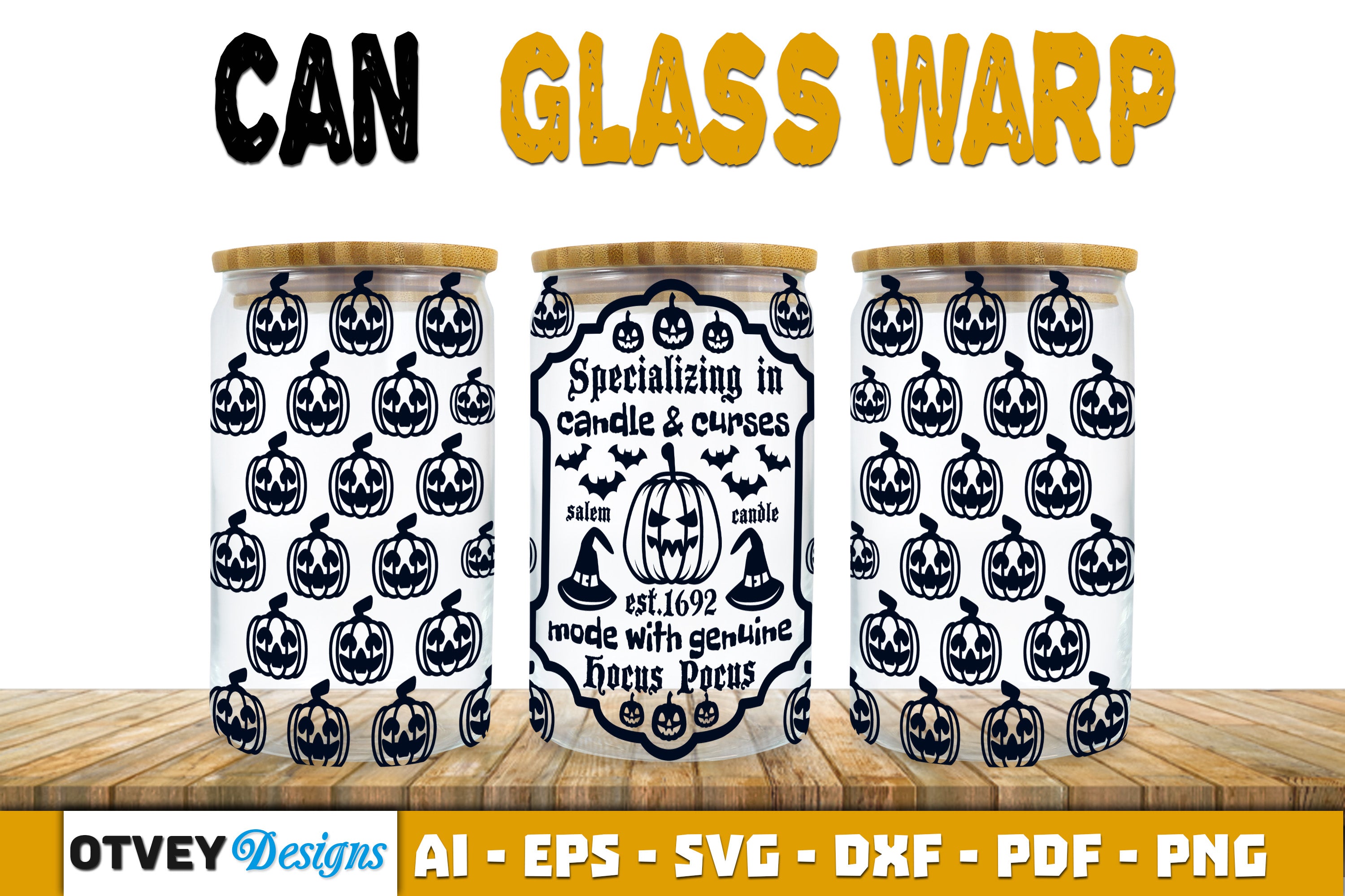 Halloween 16 oz Can Glass Wrap SVG Bundle133 - CraftNest - Digital Crafting and Art