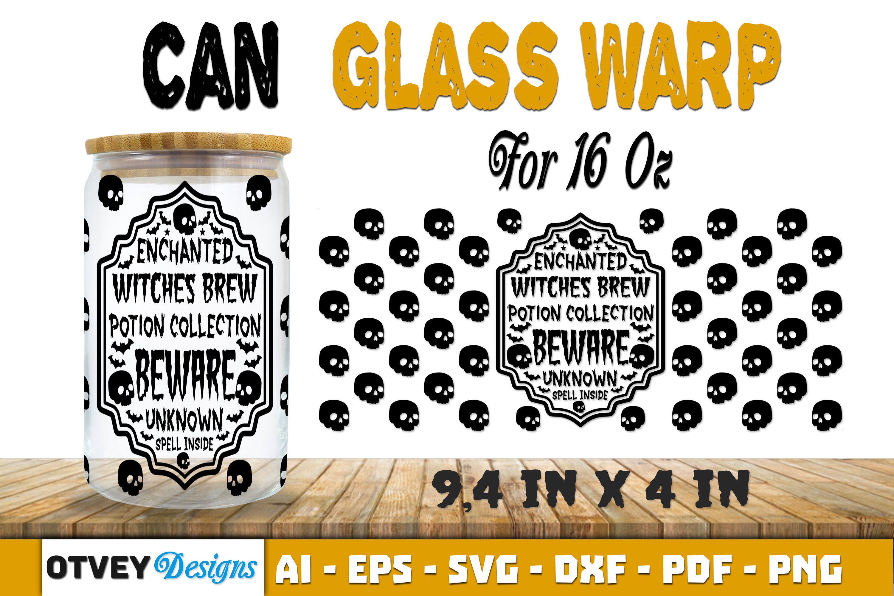 Halloween 16 oz Can Glass Wrap SVG Bundle124 - CraftNest - Digital Crafting and Art