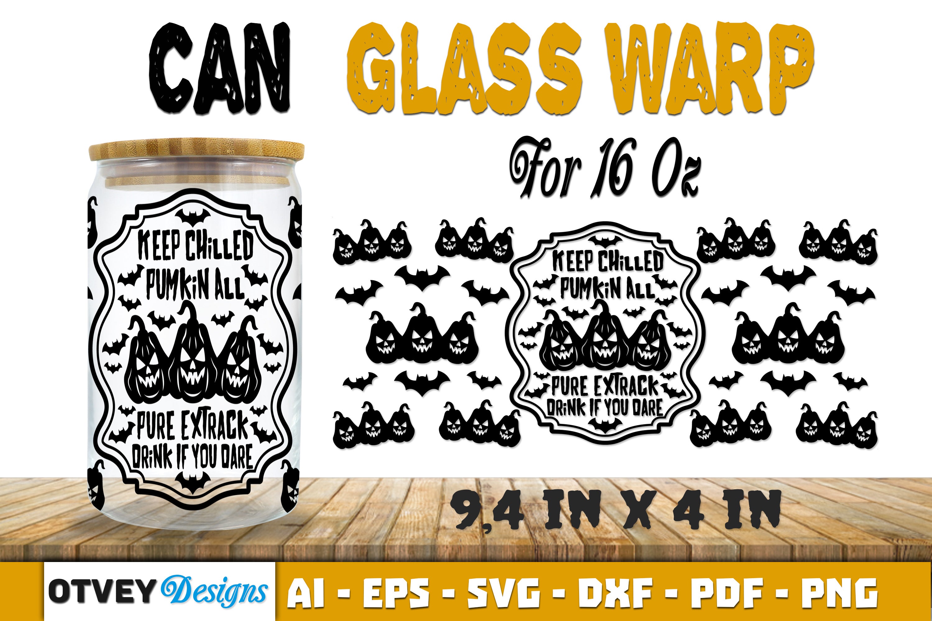 Halloween 16 oz Can Glass Wrap SVG Bundle125 - CraftNest - Digital Crafting and Art