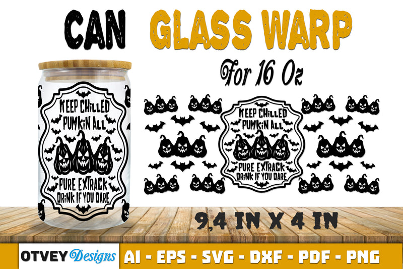 Halloween 16 oz Can Glass Wrap SVG Bundle125 - CraftNest - Digital Crafting and Art