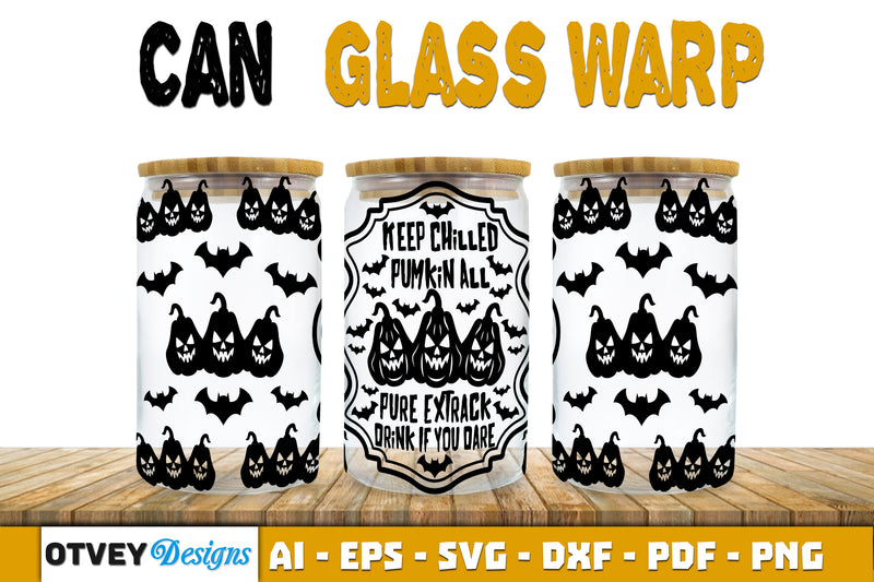 Halloween 16 oz Can Glass Wrap SVG Bundle125 - CraftNest - Digital Crafting and Art