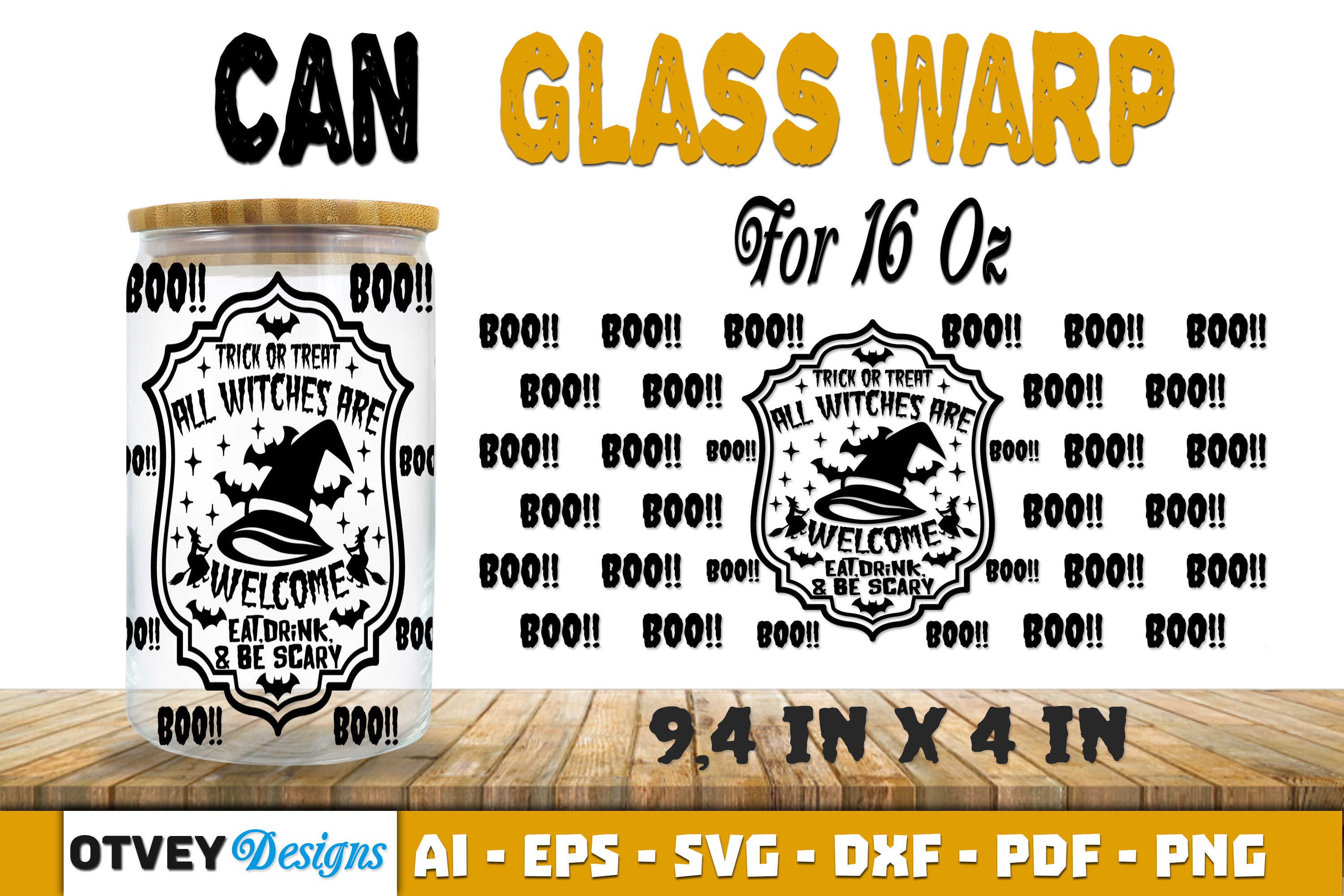 Halloween 16 oz Can Glass Wrap SVG Bundle162 - CraftNest - Digital Crafting and Art