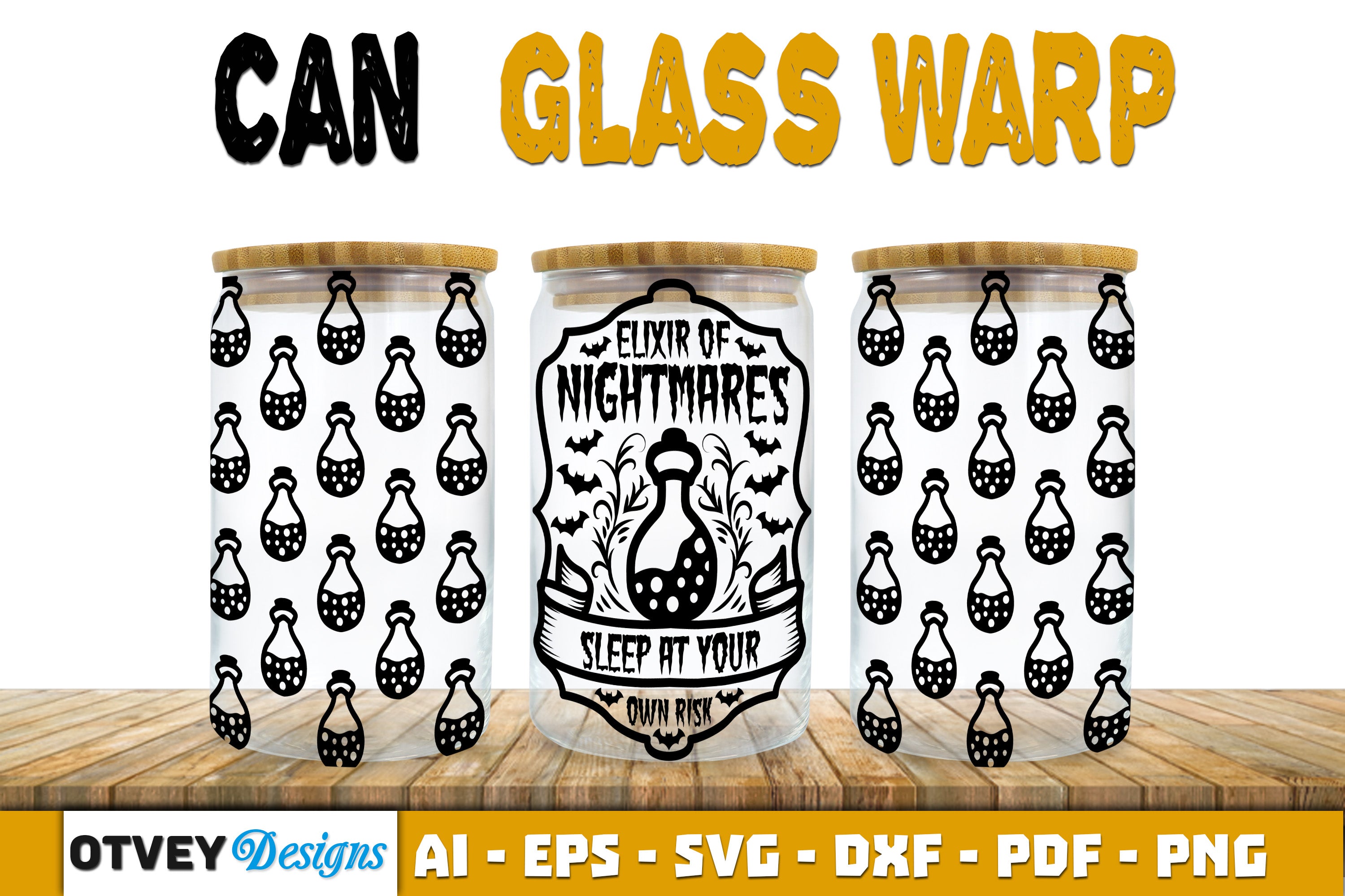 Halloween 16 oz Can Glass Wrap SVG Bundle171 - CraftNest - Digital Crafting and Art
