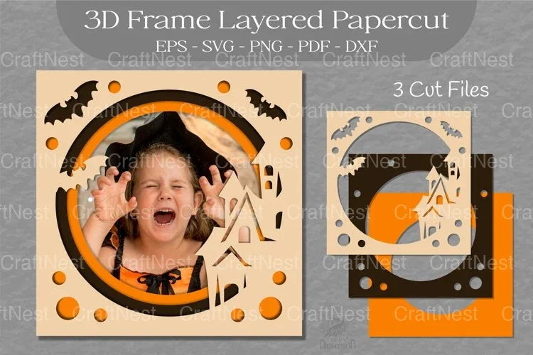 Halloween 3D Frame Layered Papercut SVG Bundle - CraftNest - Digital Crafting and Art