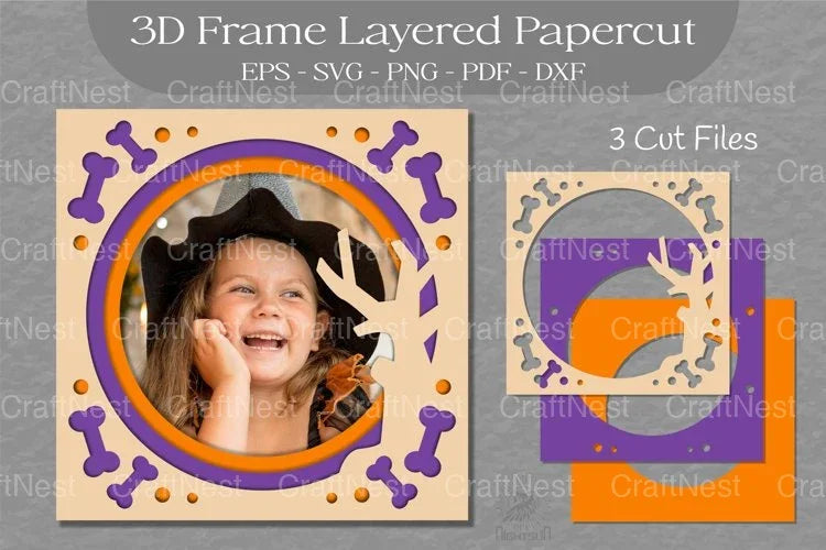 Halloween 3D Frame Layered Papercut SVG Bundle - CraftNest - Digital Crafting and Art