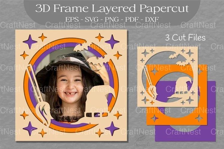 Halloween 3D Frame Layered Papercut SVG Bundle - CraftNest - Digital Crafting and Art