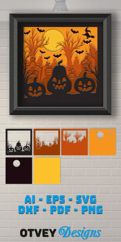Halloween 3D Shadow Box SVG Bundle 18 - CraftNest - Digital Crafting and Art