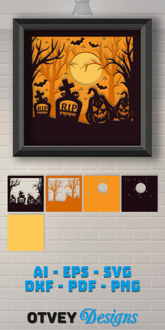 Halloween 3D Shadow Box SVG Bundle 19 - CraftNest - Digital Crafting and Art