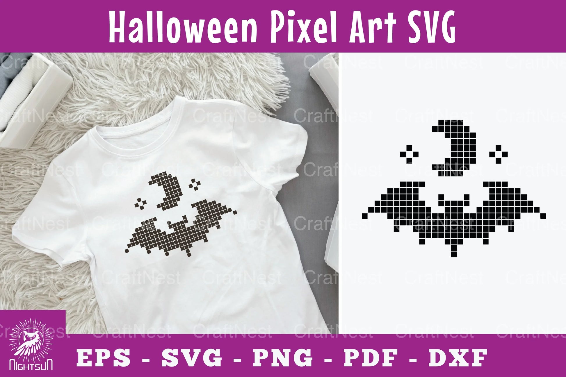 Halloween Bat Pixel Art Clipart Bundle - CraftNest - Digital Crafting and Art