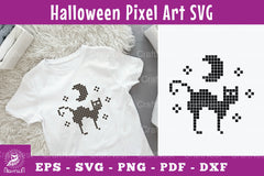 Halloween Black Cat Pixel Art Clipart Bundle - CraftNest - Digital Crafting and Art
