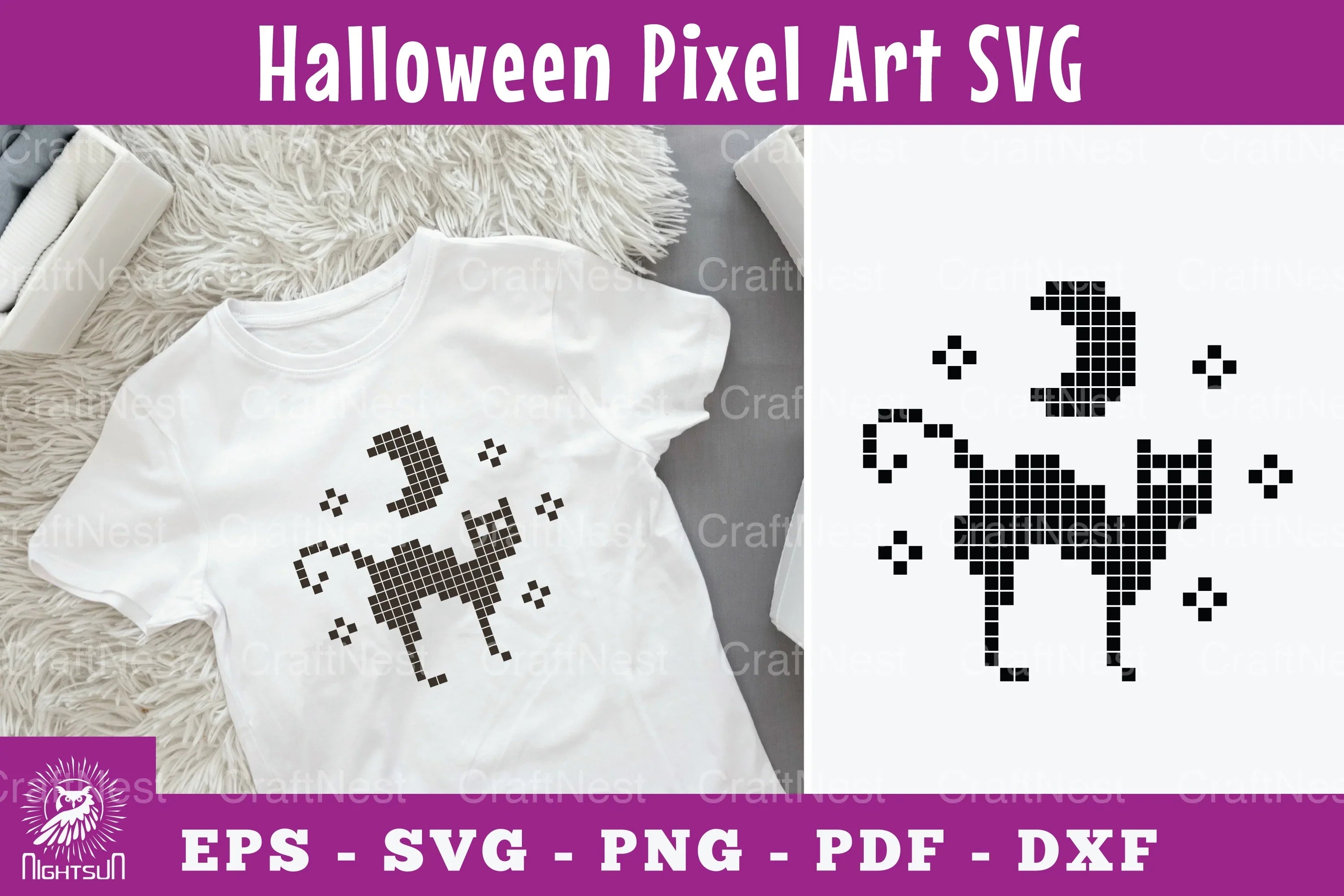 Halloween Black Cat Pixel Art Clipart Bundle - CraftNest - Digital Crafting and Art