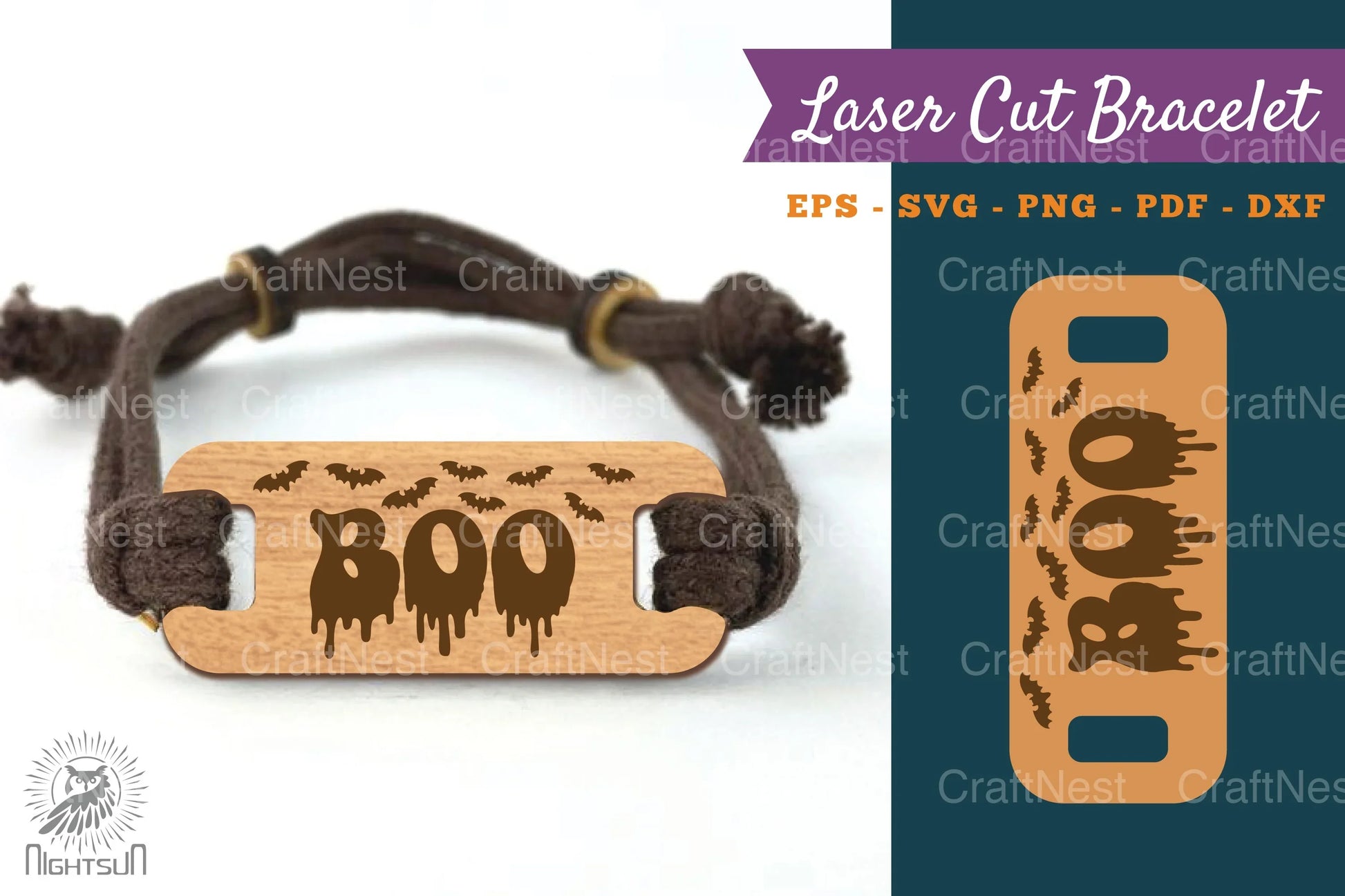 Halloween Boo Laser Cut Bracelet SVG Bundle - CraftNest - Digital Crafting and Art