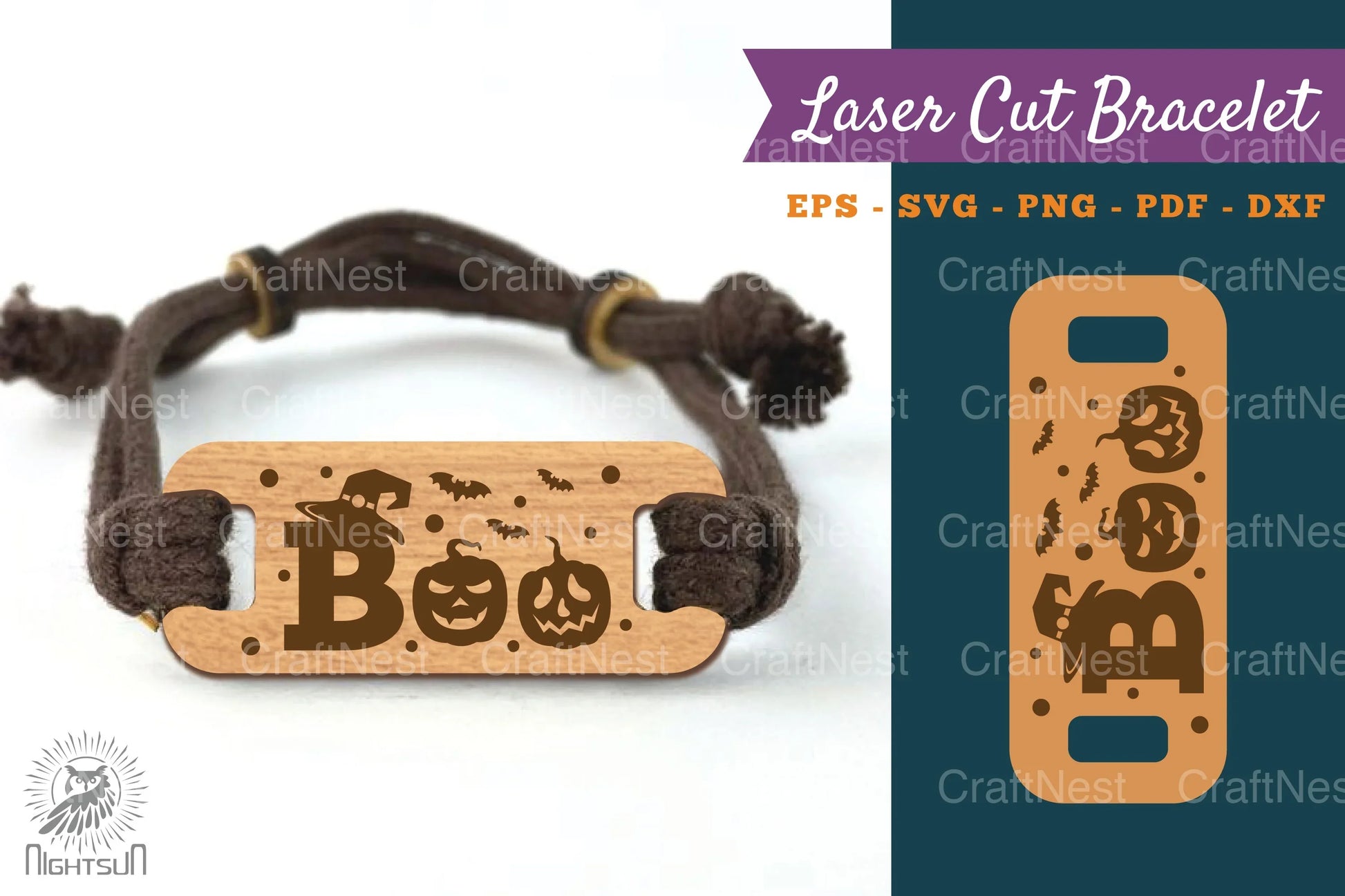 Halloween Boo Laser Cut Bracelet SVG Bundle - CraftNest - Digital Crafting and Art