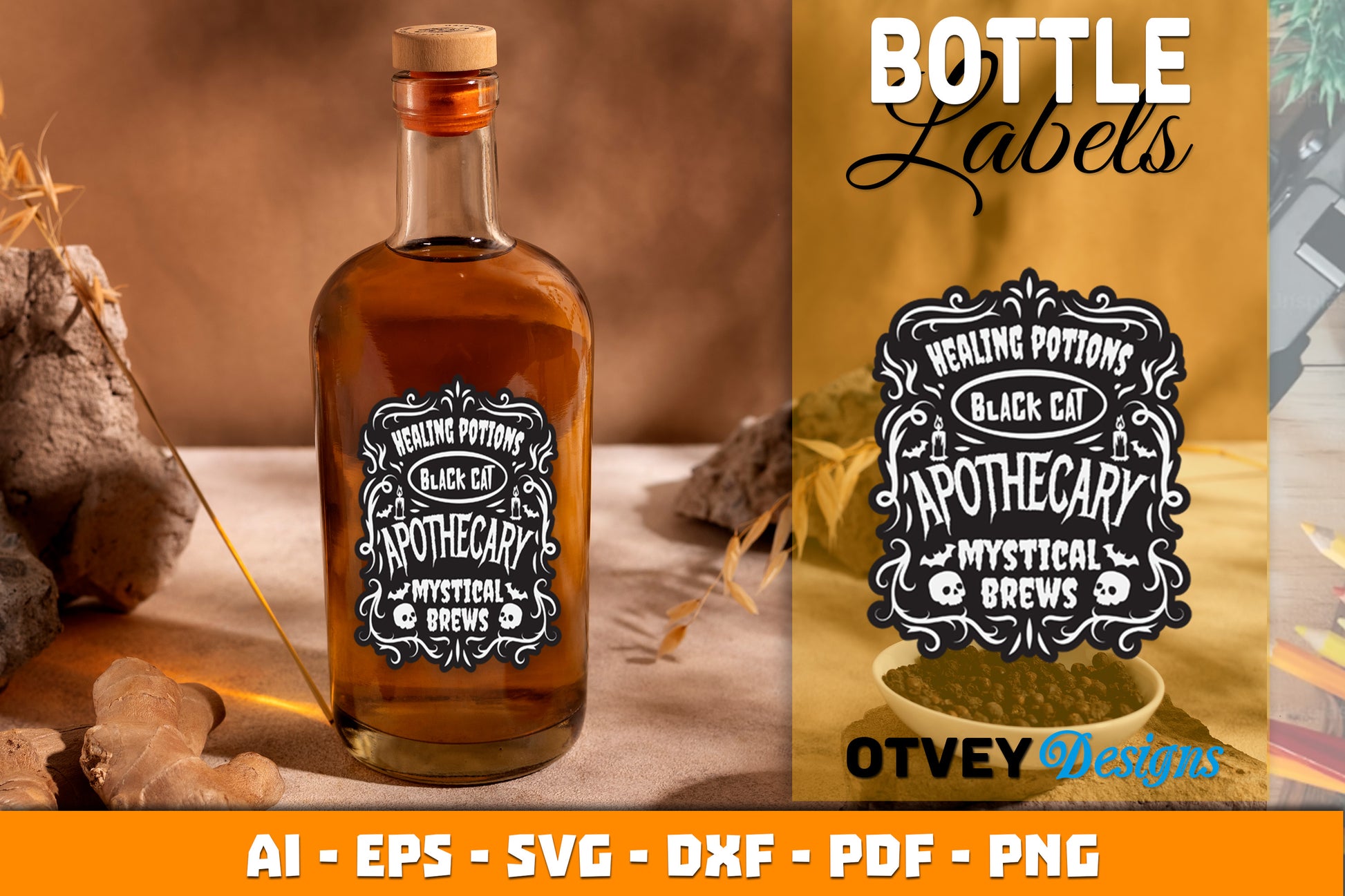 Halloween Witch Potion Bottle Labels SVG Bundle - CraftNest - Digital Crafting and Art