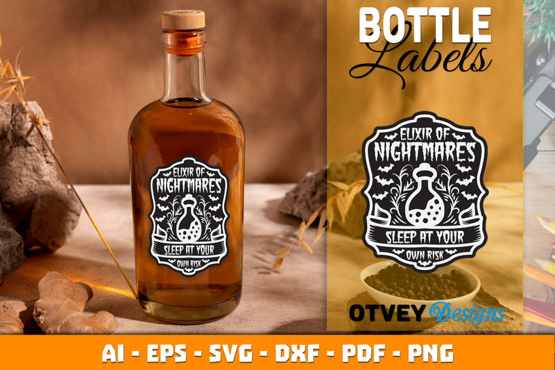 Halloween Witch Potion Bottle Labels SVG Bundle 13 - CraftNest - Digital Crafting and Art