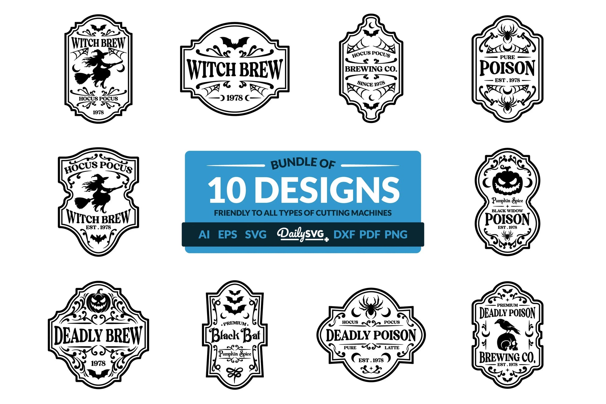 Halloween Bottle Label Clipart - Daily SVG Bundles - CraftNest - Digital Crafting and Art
