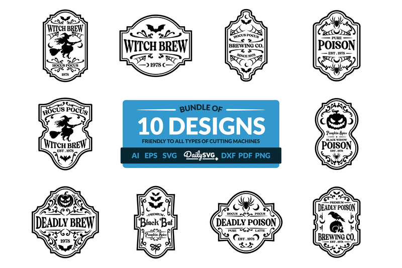Halloween Bottle Label Clipart - Daily SVG Bundles - CraftNest - Digital Crafting and Art