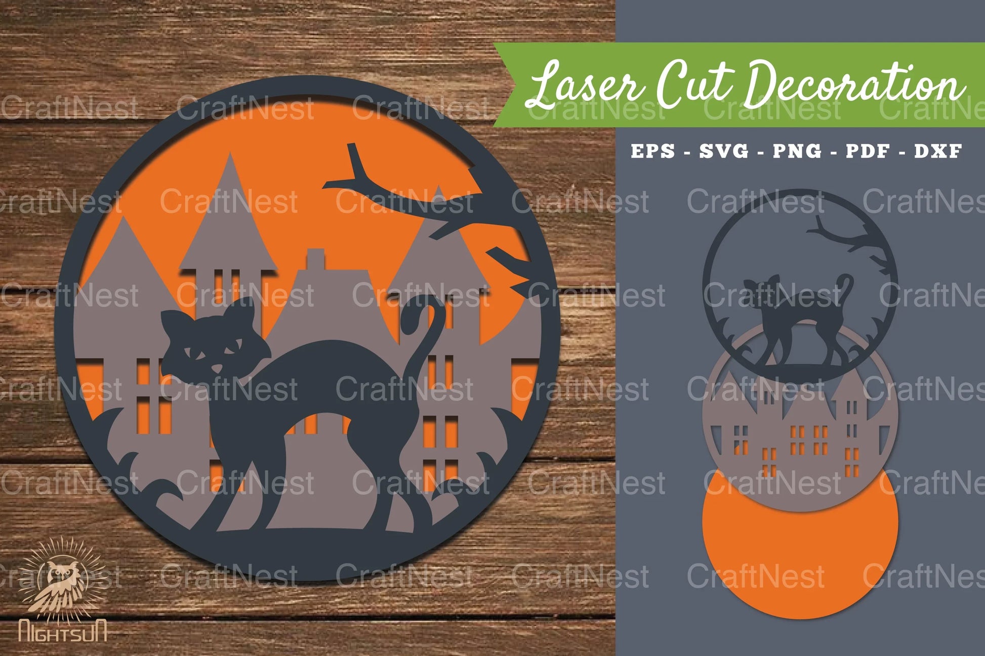 Halloween Cat Laser Cut Decoration Clipart Bundle - CraftNest - Digital Crafting and Art