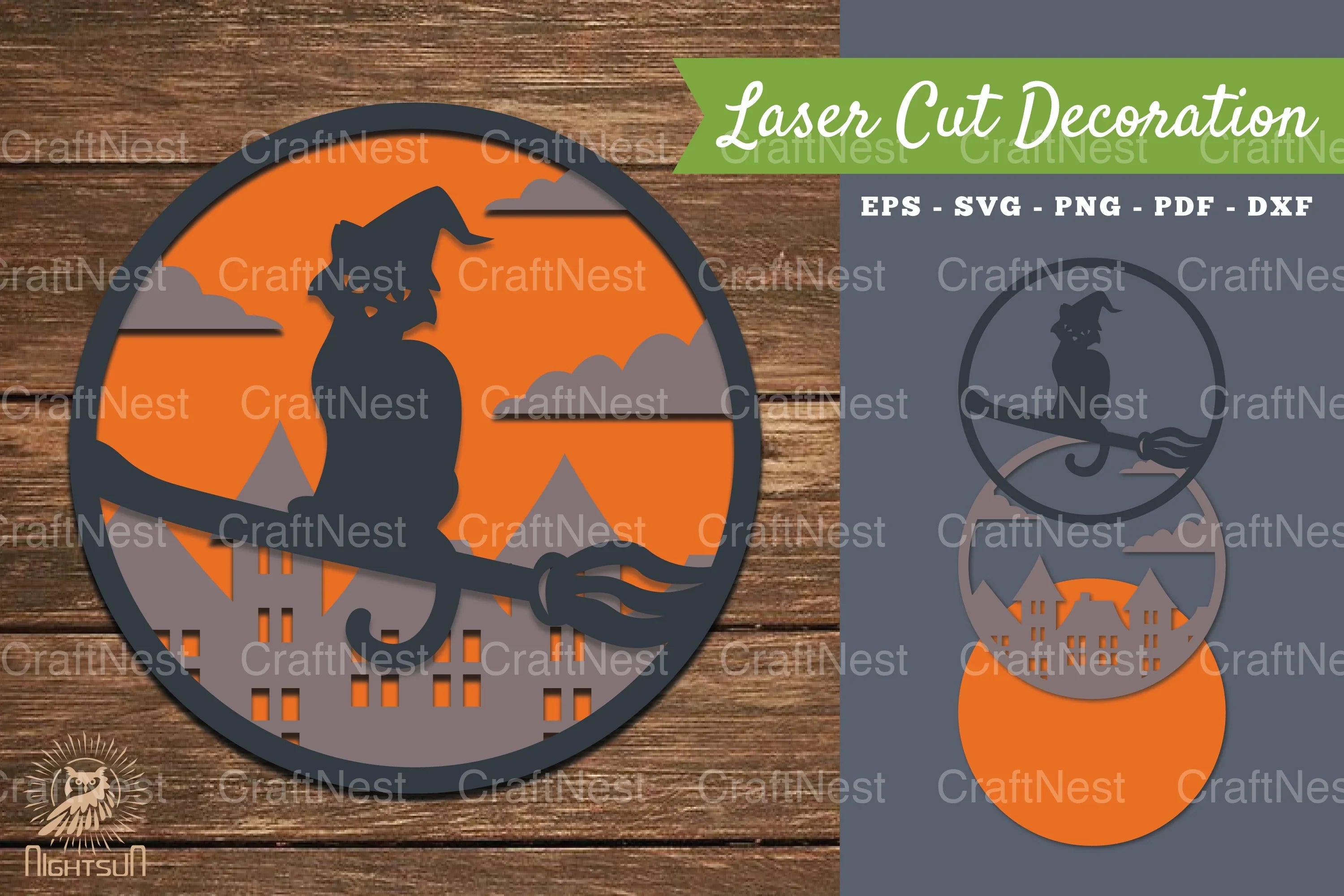 Halloween Cat Laser Cut Decoration Clipart Bundle - CraftNest - Digital Crafting and Art